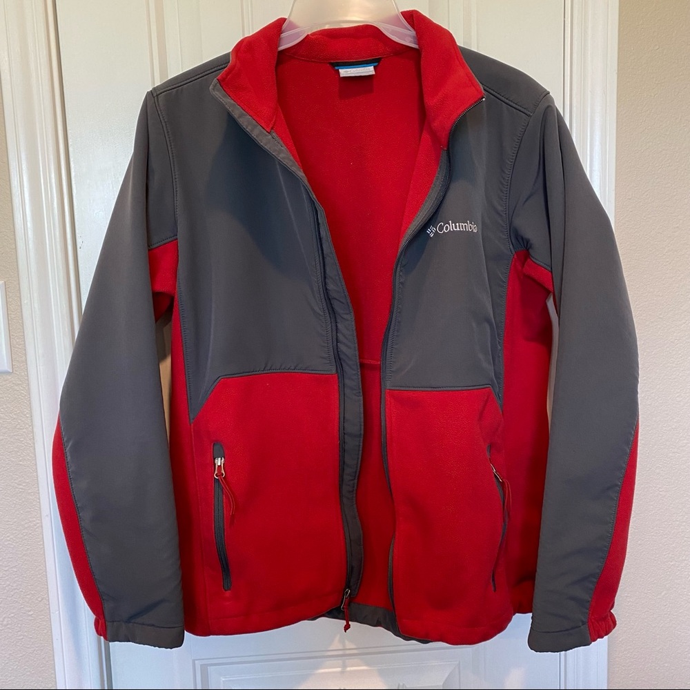Mens Red & Gray Columbia Full Zip Fleece Jacket